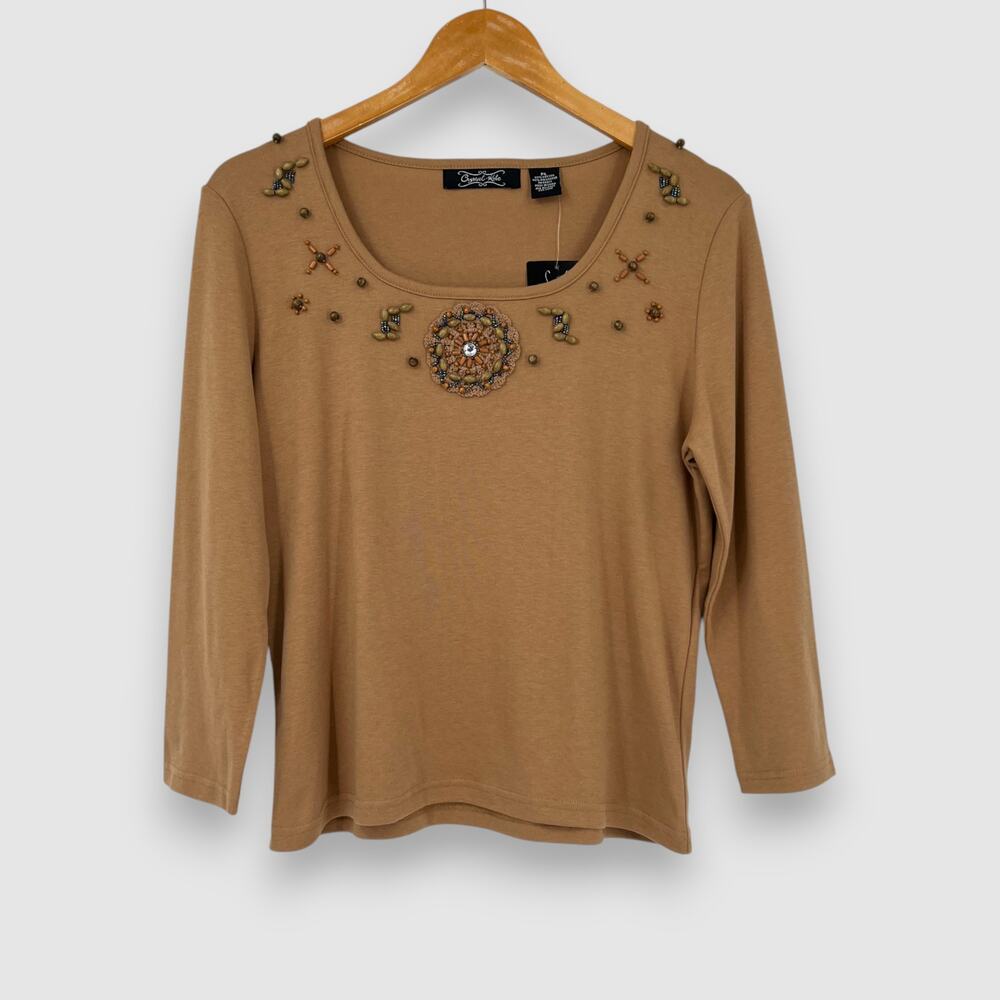 Y2k Crystal Kobe Embellished Beaded Scoop Neck Top NWT